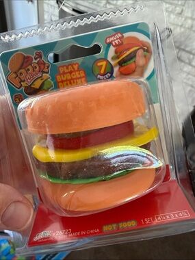 JARU-Play Burger Deluxe Toy Squishy - Multi-Color Pretend Stackable Set